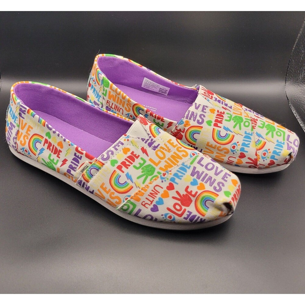 NWT Toms Shoes Womens 8 Belmont Pride Slip On Multicolor, Comfort Foam Insoles - Picture 3 of 7